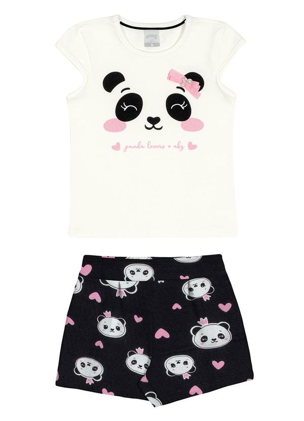 Alakazoo - Conjunto Infantil Menina com Estampa Panda Preto 2