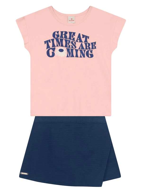 Brandili - Conjunto Infantil Menina com Glitter Rosa