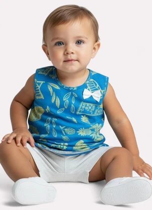 Kyly - Conjunto Infantil Menina com Laço Azul - KYLY