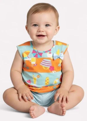 Kyly - Conjunto Infantil Menina com Laço Laranja - KYLY