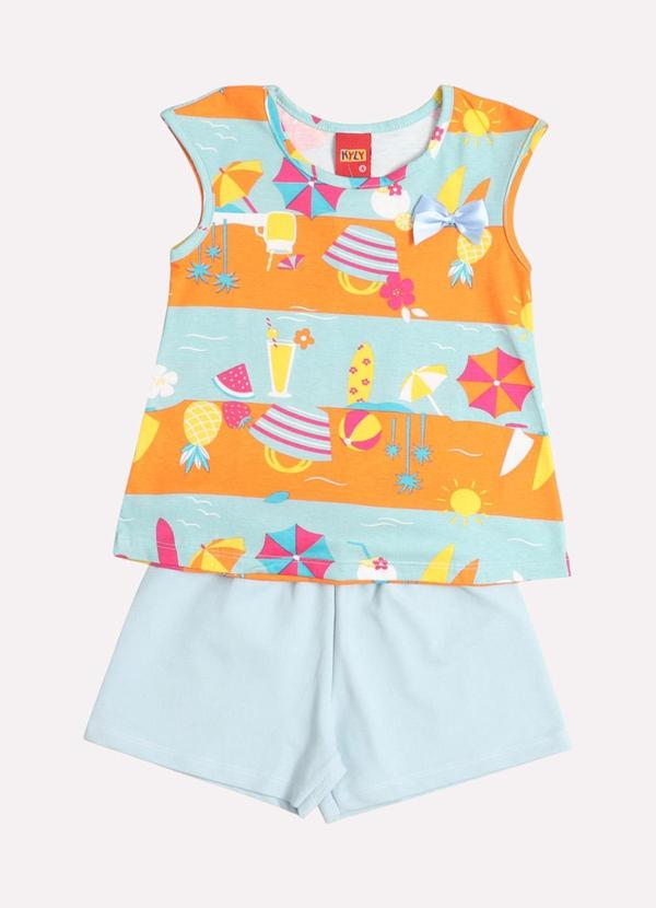 Kyly - Conjunto Infantil Menina com Laço Laranja