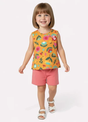 Kyly - Conjunto Infantil Menina com Laço Laranja - KYLY