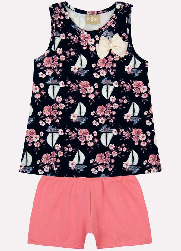 Milon - Conjunto Infantil Menina com Laço Rosa