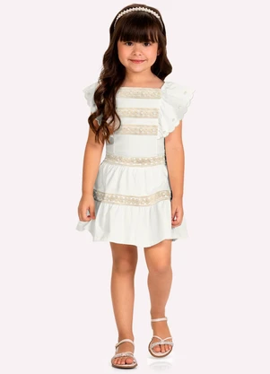 Milon - Conjunto Infantil Menina com Pérolas Branco - MILON