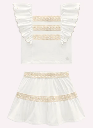 Milon - Conjunto Infantil Menina com Pérolas Branco - MILON