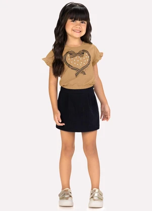 Milon - Conjunto Infantil Menina com Pérolas Marrom - MILON