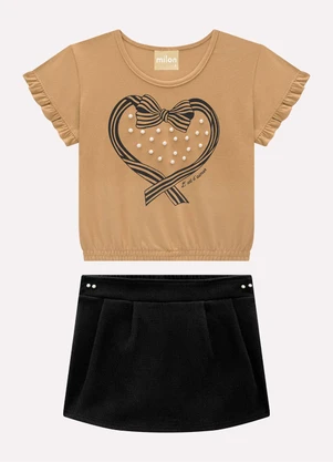 Milon - Conjunto Infantil Menina com Pérolas Marrom - MILON