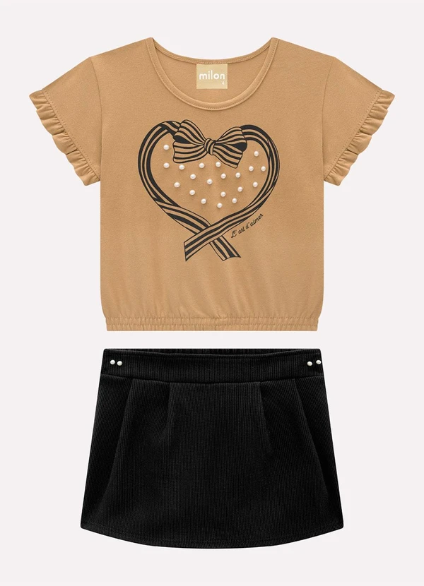 Milon - Conjunto Infantil Menina com Pérolas Marrom 2