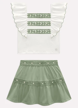 Milon - Conjunto Infantil Menina com Pérolas Verde - MILON