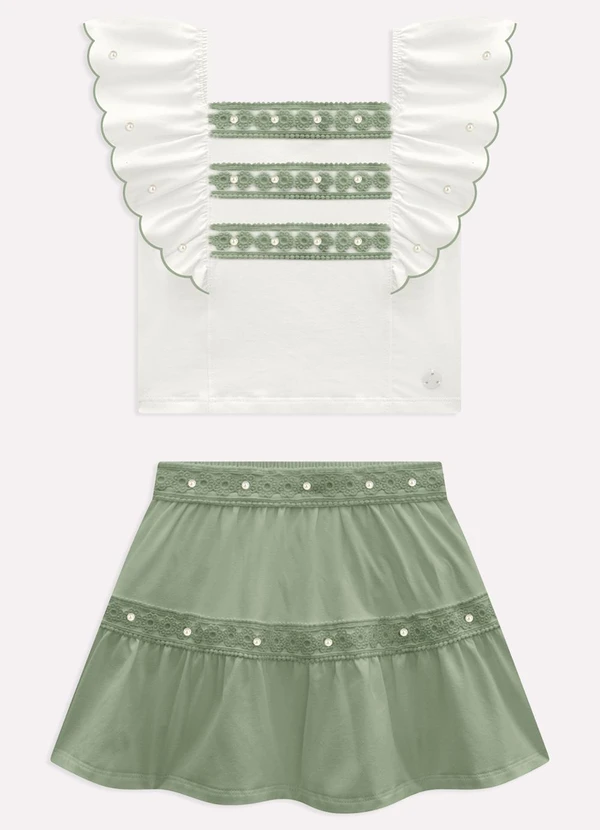 Milon - Conjunto Infantil Menina com Pérolas Verde