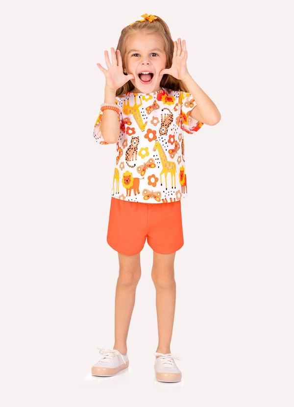 Kyly - Conjunto Infantil Menina com Ponto Concha Branco