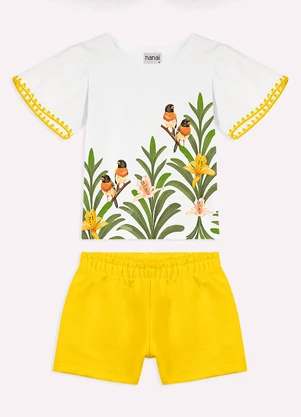 Nanai - Conjunto Infantil Menina com Ponto Concha Branco - NANAI
