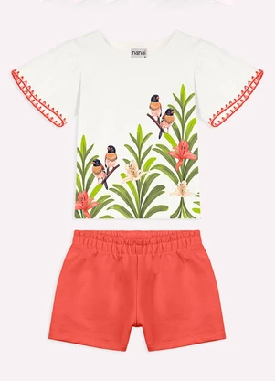 Nanai - Conjunto Infantil Menina com Ponto Concha Branco - NANAI