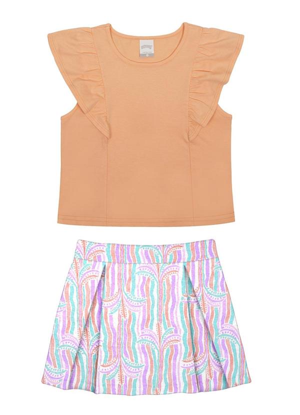 Alakazoo - Conjunto Infantil Menina com Shorts-Saia Estampado Roxo 2