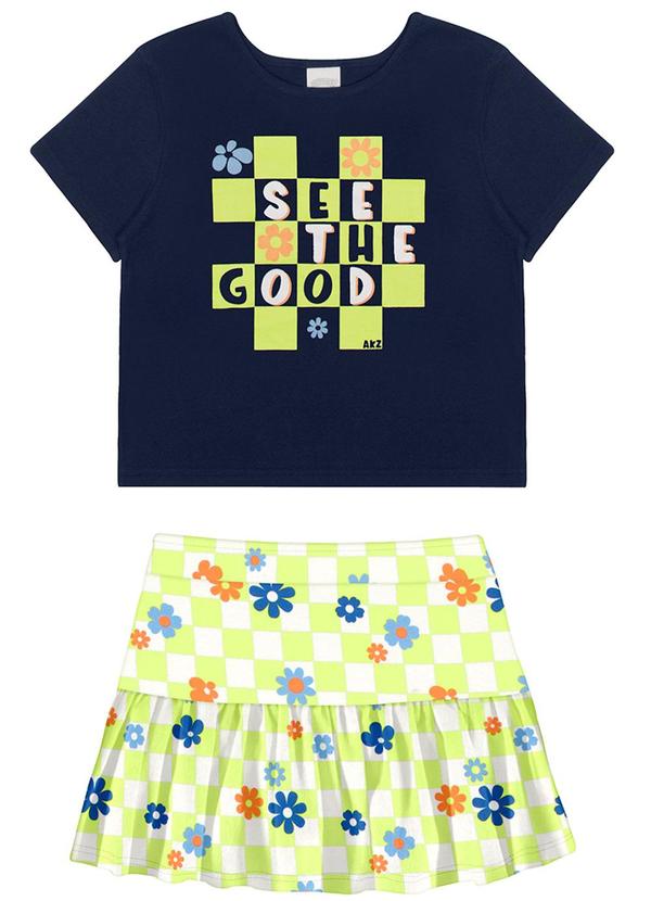 Alakazoo - Conjunto Infantil Menina com Shorts-Saia Verde 2