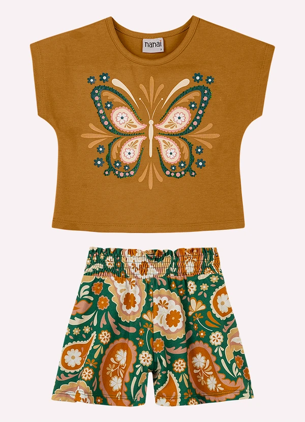 Nanai - Conjunto Infantil Menina com Strass Amarelo