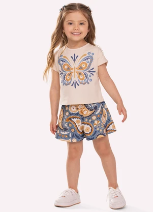 Nanai - Conjunto Infantil Menina com Strass Bege - NANAI