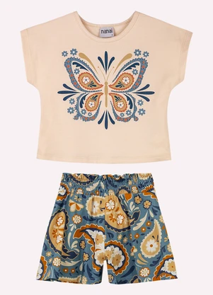Nanai - Conjunto Infantil Menina com Strass Bege - NANAI