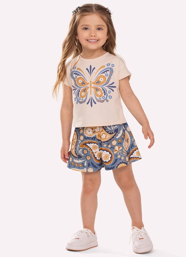 Nanai - Conjunto Infantil Menina com Strass Bege