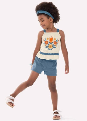 Nanai - Conjunto Infantil Menina com Strass Bege - NANAI