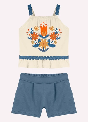 Nanai - Conjunto Infantil Menina com Strass Bege - NANAI