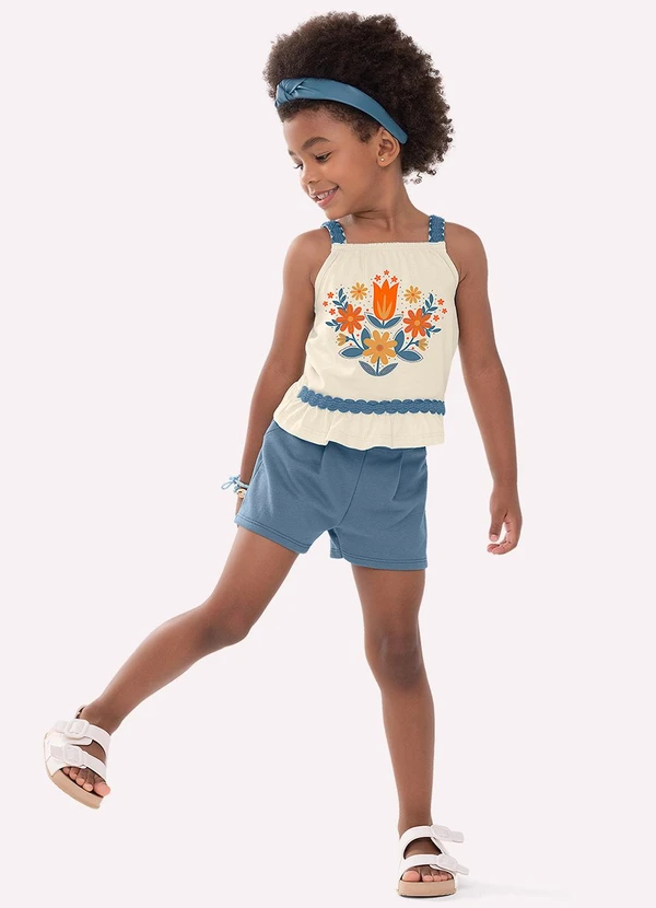 Nanai - Conjunto Infantil Menina com Strass Bege