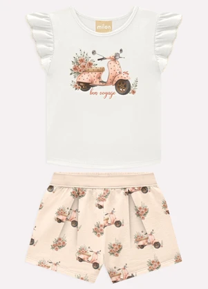 Milon - Conjunto Infantil Menina com Strass Branco - MILON