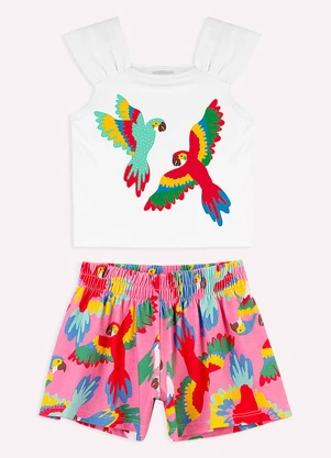 Nanai - Conjunto Infantil Menina com Strass Branco - NANAI