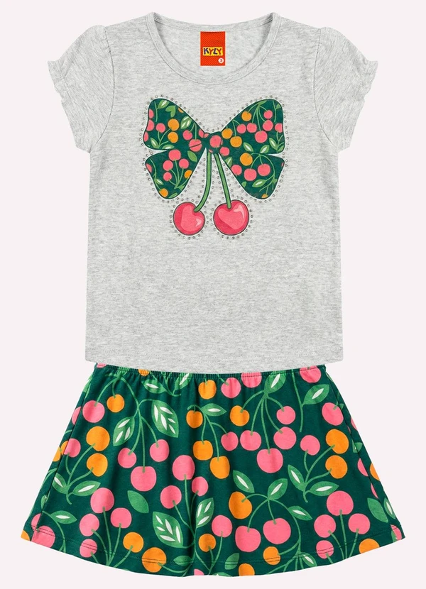 Kyly - Conjunto Infantil Menina com Strass Cinza