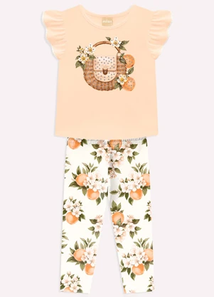 Milon - Conjunto Infantil Menina com Strass Laranja - MILON