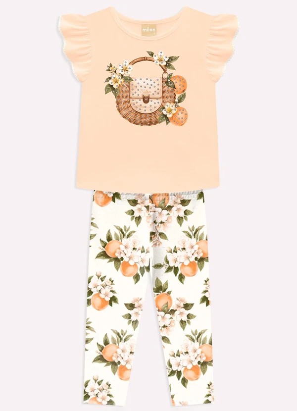 Milon - Conjunto Infantil Menina com Strass Laranja