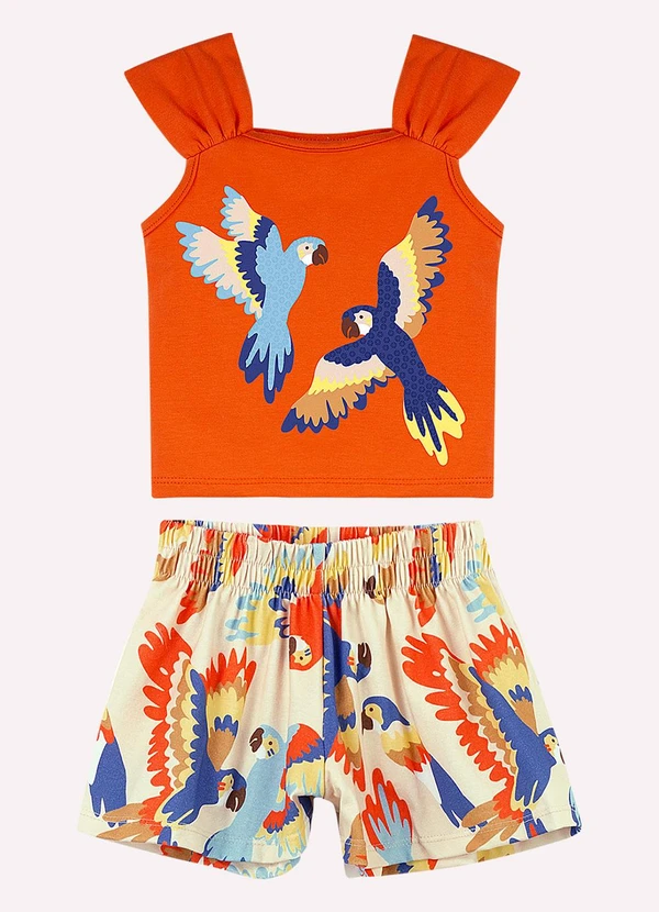 Nanai - Conjunto Infantil Menina com Strass Laranja