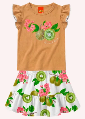 Kyly - Conjunto Infantil Menina com Strass Marrom - KYLY