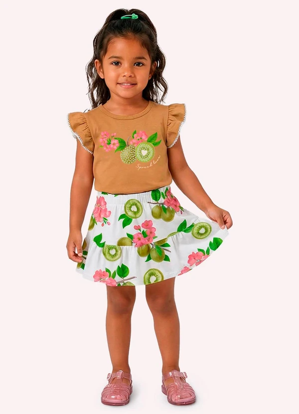 Kyly - Conjunto Infantil Menina com Strass Marrom