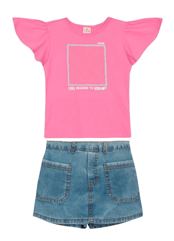 Brandili - Conjunto Infantil Menina com Strass Rosa 2