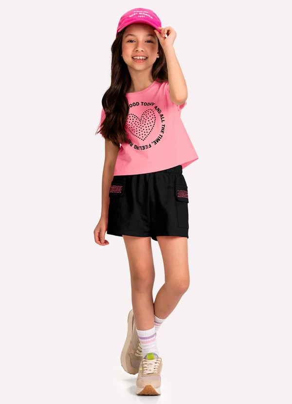 Kyly - Conjunto Infantil Menina com Strass Rosa