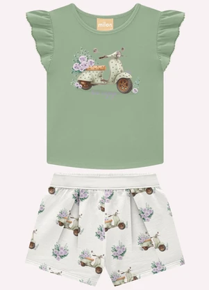 Milon - Conjunto Infantil Menina com Strass Verde - MILON