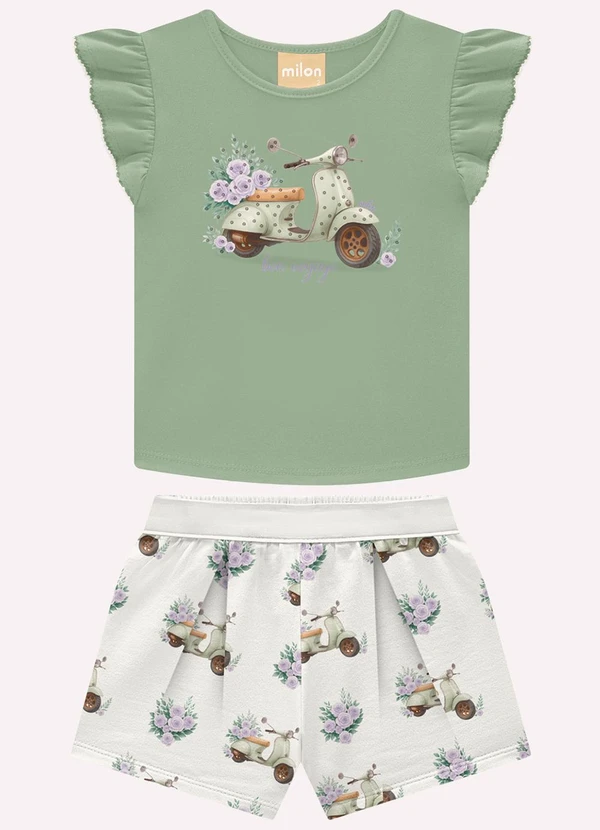 Milon - Conjunto Infantil Menina com Strass Verde