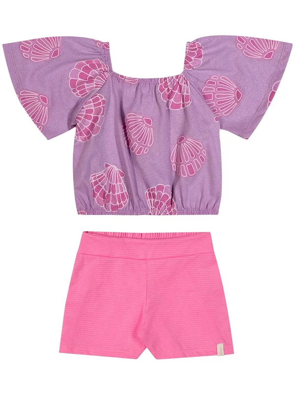 Elian - Conjunto Infantil Menina Conchinhas Rosa 1