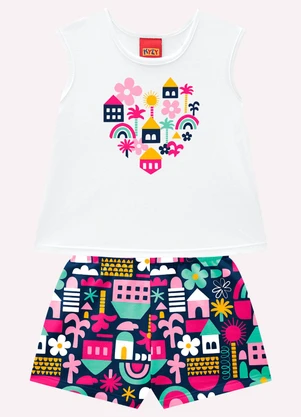 Kyly - Conjunto Infantil Menina Coração Branco - KYLY