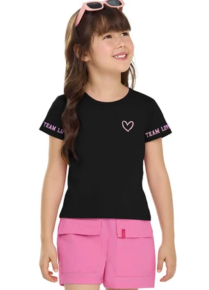 Elian - Conjunto Infantil Menina Coração Brilho Preto - ELIAN