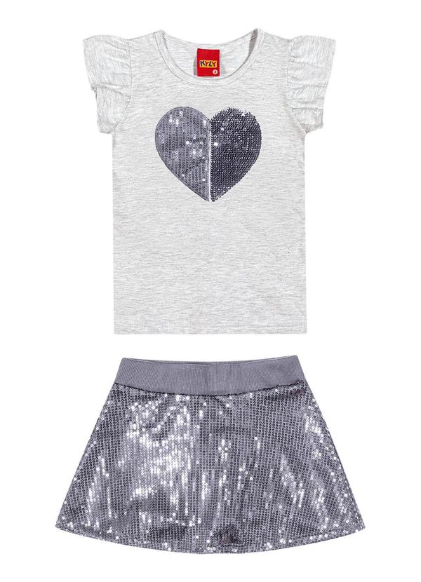 Kyly - Conjunto Infantil Menina Coração Cinza 1