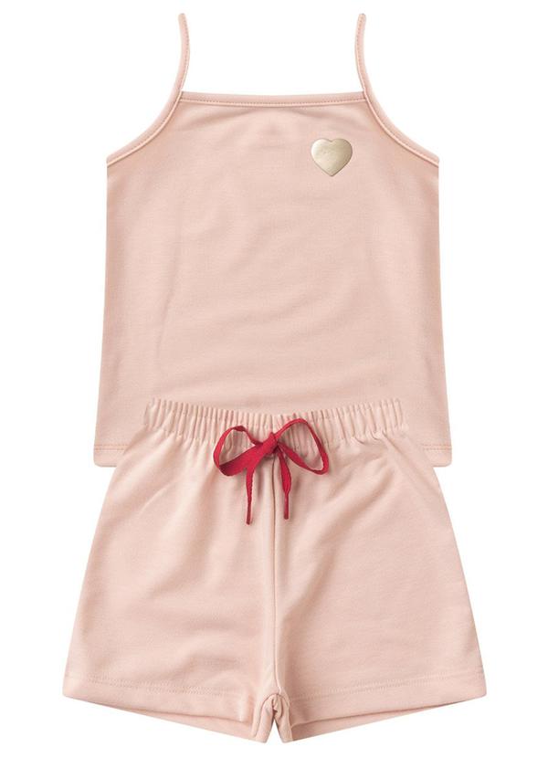 Rosa Azul - Conjunto Infantil Menina Coração Iaia Bege