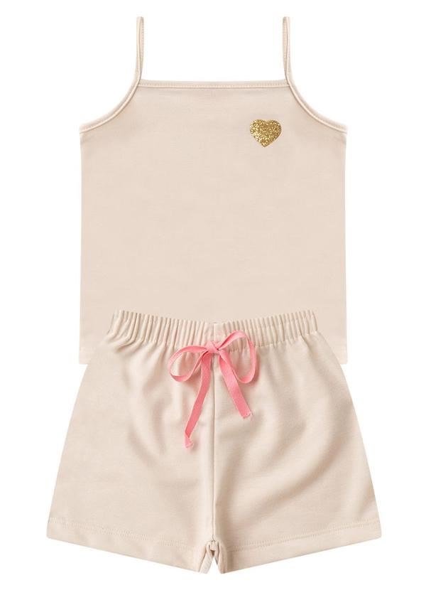 Rosa Azul - Conjunto Infantil Menina Coração Iaia Bege