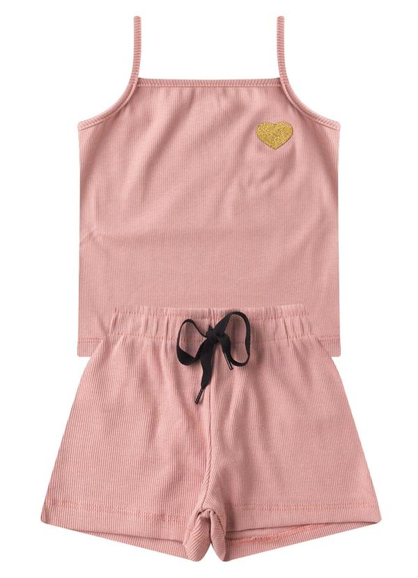 Rosa Azul - Conjunto Infantil Menina Coração Iaia Rosa