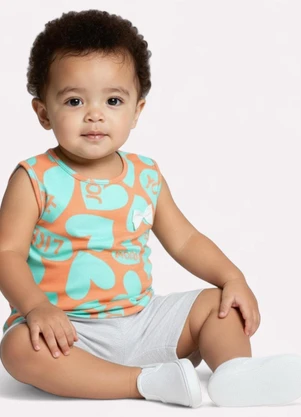 Kyly - Conjunto Infantil Menina Coração Laranja - KYLY