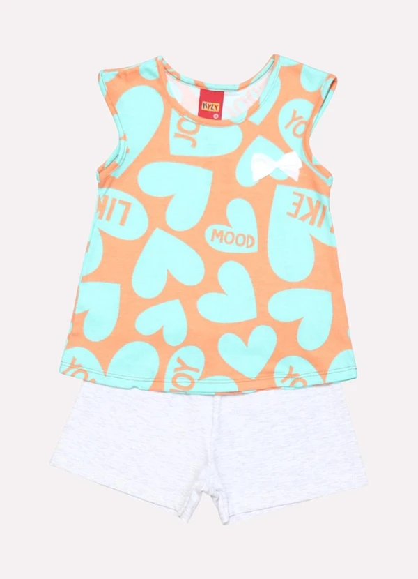 Kyly - Conjunto Infantil Menina Coração Laranja 1