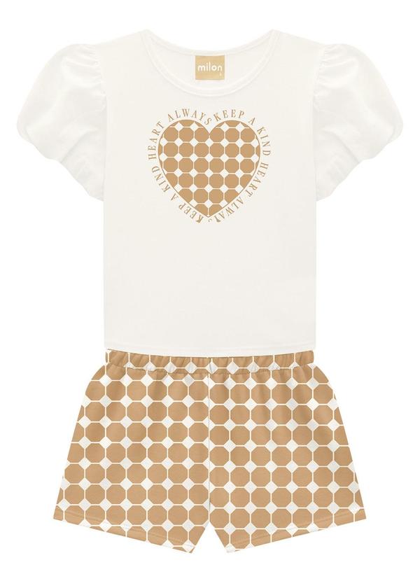 Milon - Conjunto Infantil Menina Coração Off White