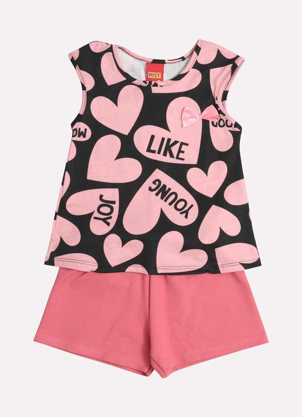 Kyly - Conjunto Infantil Menina Coração Preto