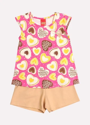 Kyly - Conjunto Infantil Menina Coração Rosa - KYLY
